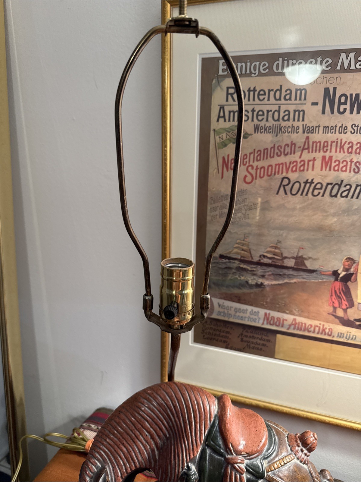 Vintage Fredrick Cooper Asian War Horse Table Lamp 26” Tall