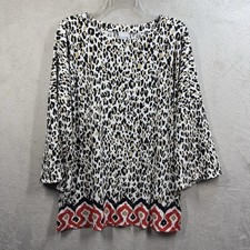 Chico's Leopard Print Slinky Knit Tunic Women  s L 2 Mature Office