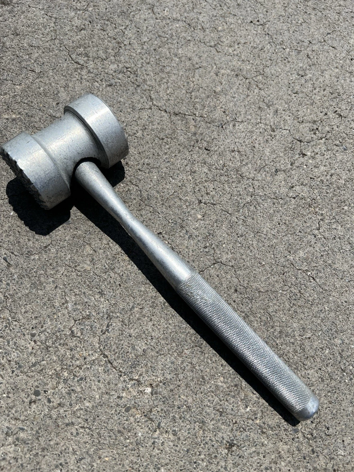 Vintage Meat Tenderizer Mallet Double-Sided Knurled Handle 10” Rat Rod Hammer