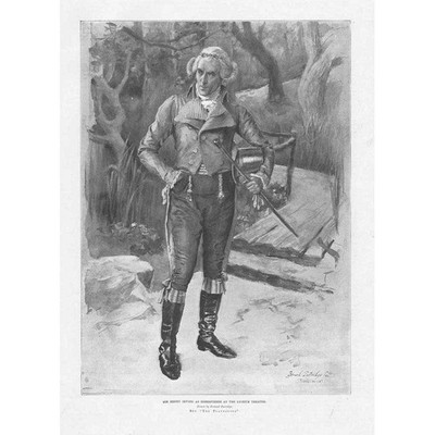 THEATER Sir Henry Irvine als Robespierre am Lyzeum - antiker Druck 1899