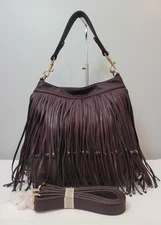 Deux Lux Faux Leather Fringe Shoulder Bag Crossbody Boho Tassel Convertible