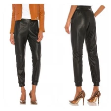 Commando XS black faux leather jogger   $158 Retail 