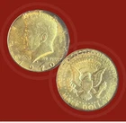 1970 D Proof Kennedy Half Dollar 50C, Color comes from cracked proof casing.