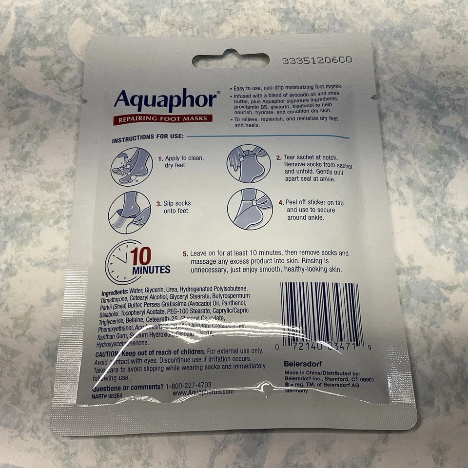 Aquaphor Advanced Therapy Repairing Foot Masks 1 Pair ( Lot of 6 ) New - Image 3 of 3