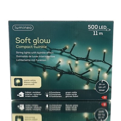 Lumineo Lichterkette Soft Glow Compact Twinkle Warmweiß 8 Funktionen 500 LED 11m