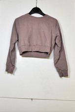 Aritzia TNA Cozy Fleece Perfect Cropped Sweatshirt Womens M Pink Raglan Sleeve