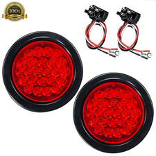 4 Inch 24 Led Round Stopturntail Truck Light W Waterproof. Grommetplug2 Red