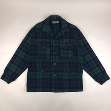 Vintage Pendleton Mackinaw Jacket Mens Medium Green Plaid Heavyweight Wool USA