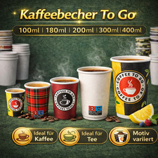 Kaffeebecher To Go - Pappbecher, Coffee To Go Becher, Einwegbecher - 100-400ml