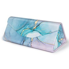 NPOOYI Sunglasses Case, Foldable Glasses One Size, Colorful Marble