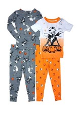 Jack Skellington and Zero Boy's 4-Piece Character Halloween Soft Pajama Set