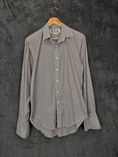 Gieves & Hawkes, Vintage Gieves Hawkes Shirt Mens 15.5 White Striped Double Cuff Formal Dinner