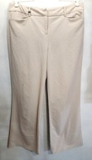 New York Company Wide Leg Ankle Dress Pants Beige Women's Size 12 Tall Palazzo