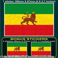 ETHIOPIA Former Ethiopian Lion of Judah Flag 100mm Sticker, Decal x1+2 BONUS