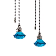 2Pcs Crystal Diamond Ceiling Fan Pull Chain Light Pull Chain Extension 30MM