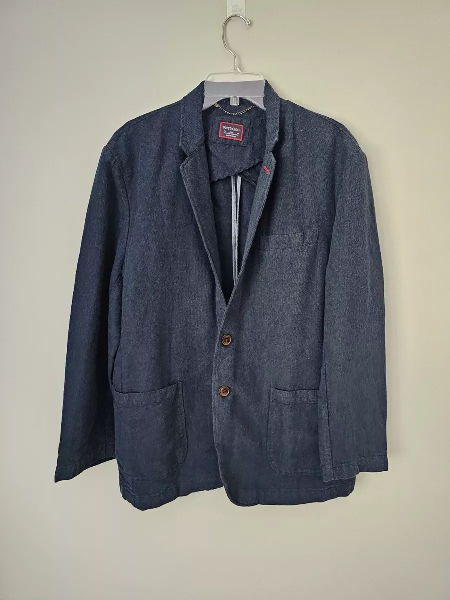 Untuckit Blazer Linen Cotton Blend Jacket Men s Size 44R Woven