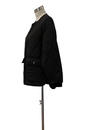 Worn once Joie Black spring fall collarless quilted jacket with pockets S - Picture 3 of 4