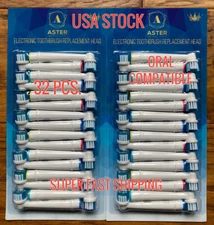 Qty. 32 Aster Replacement Toothbrush Heads 32 Pack Compatible with Oral-B Braun