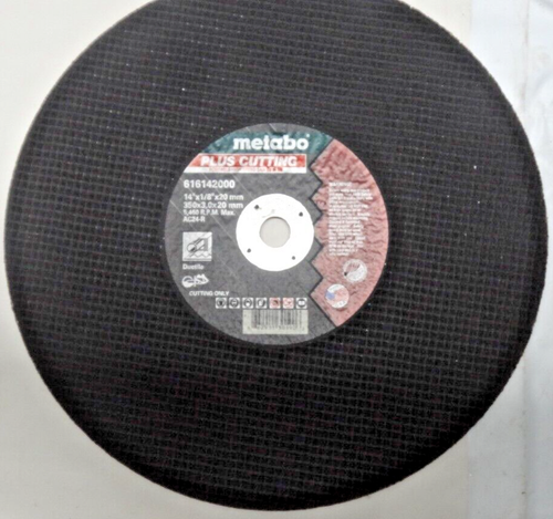 (5) METABO 616142000 - RUOTA DI TAGLIO 14" X 1/8" X 20mm, Plus, Tipo 1, 024grit - Foto 1 di 3