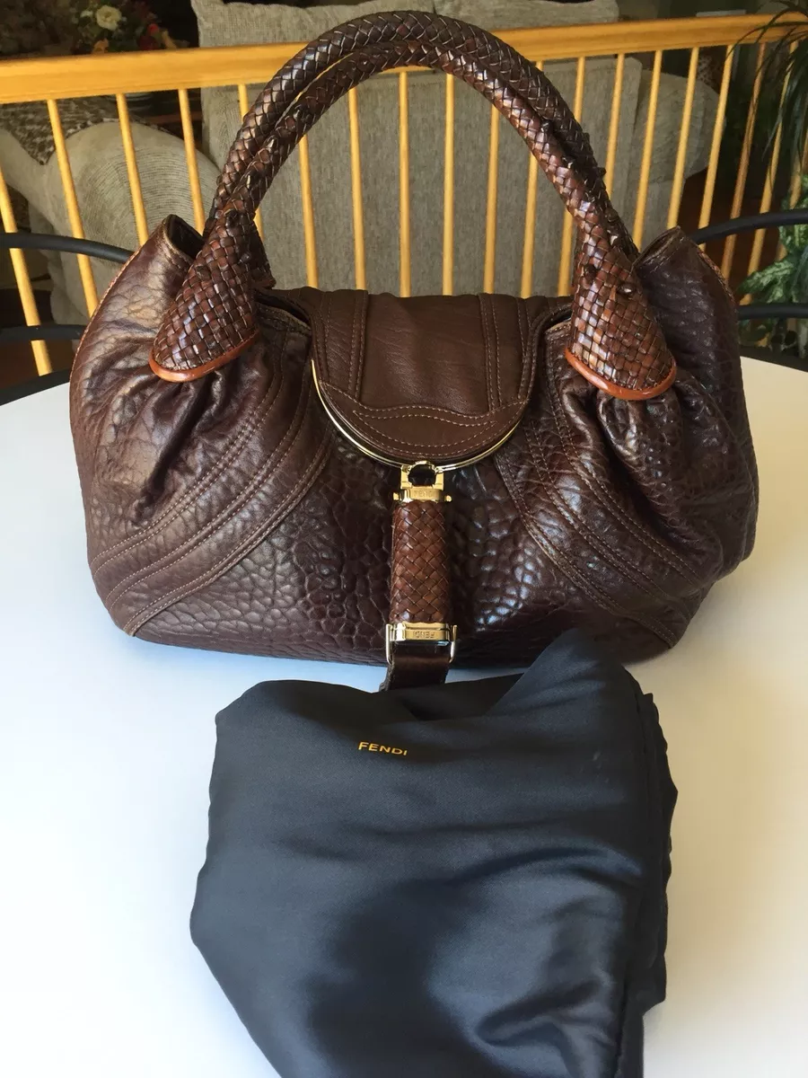 Authentic FENDI Spy Bag Cognac Lambskin with Gold HW