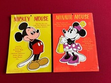 1970's, Walt Disney, Mickey  Minnie Mouse Vinyl Stickers Scarce / Vintage 