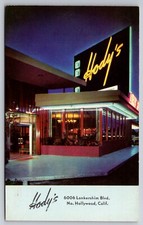 Hody's Restaurant at Night North Hollywood California c1950 Postcard