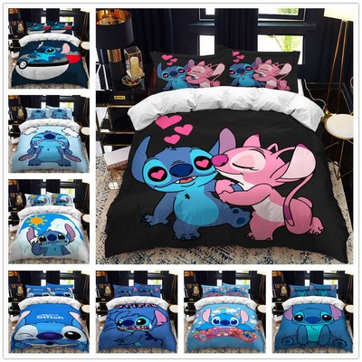 Lilo Stitch Cartoon Doona Steppdecke Bettbezug Kissenbezug Bettwäsche-Set Kinder