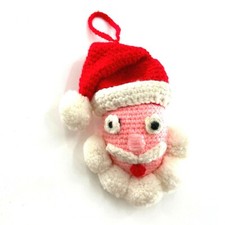 Handmade Knitted Santa Claus Face Christmas Tree Ornament Wall Hanging Decor 7''