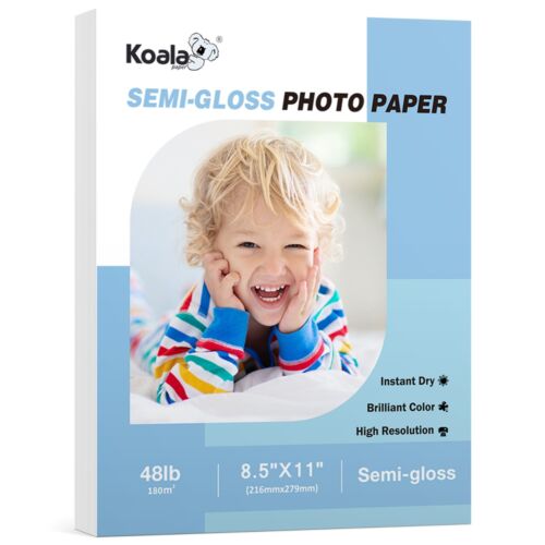 Menge 100-300er-Pack Koala Premium Fotopapier 8,5x11 halbglänzend 48 Pfund Tintenstrahl + Laser - Bild 1 von 9