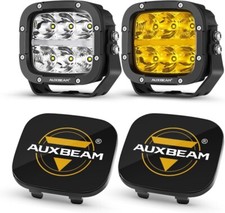 Auxbeam 5 132w 15600lm Led Driving Lights Pods Off Road Amber Drlblack Covers