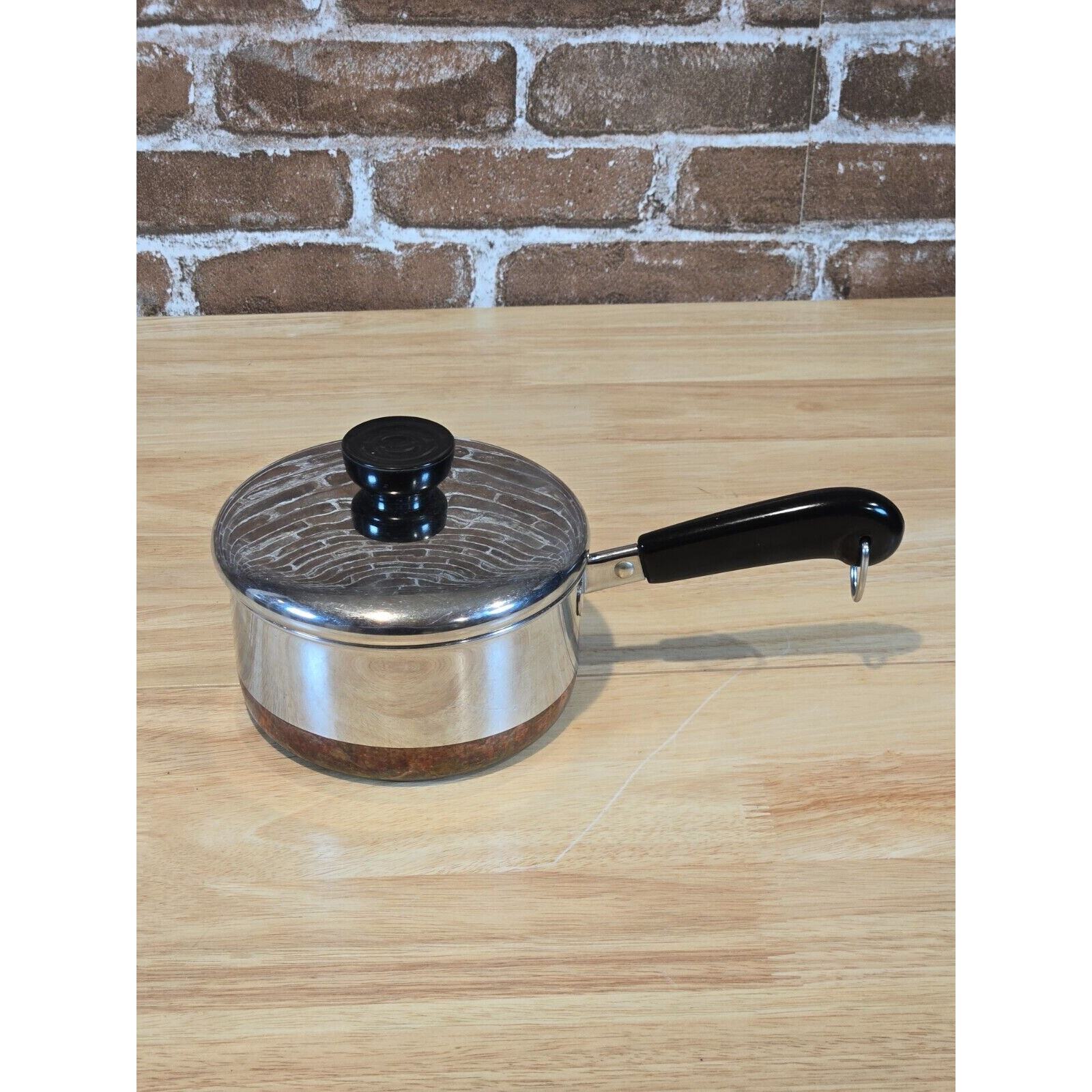 Revere Ware Copper Clad 1 QT Quart Sauce Pan w/Lid Vintage Indonesia 00