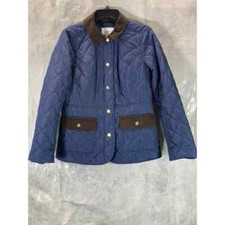 Charter Club Women's Intrepid Blue Corduroy-trim Quilted Button-front Jacket Szs