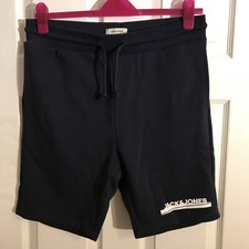 Image of BNWT JACK & JONES MENS NAVY BLUE STRETCHY JERSEY DRAWSTRING TIE SHORTS SIZE L