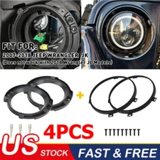 4x Round 7" Headllamp Bezel Mount Ring Brackets For 2007-2018 Jeep Wrangler JK
