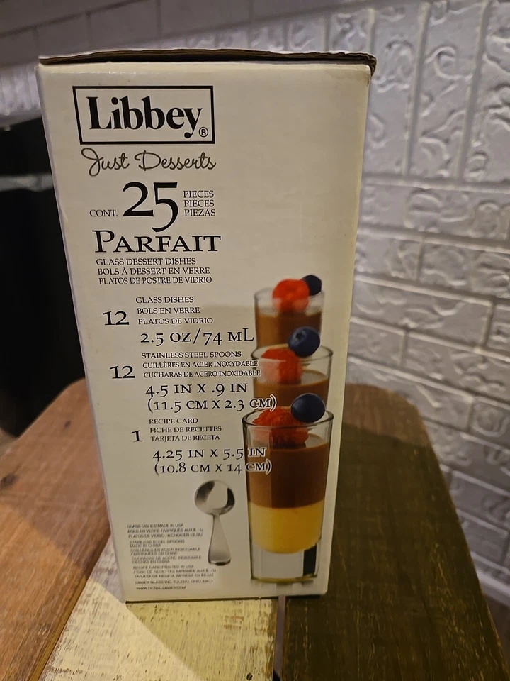 Libbey Just Desserts Clear Glass Mini Parfait Bowls Set Of 25 Piece New In Box - Image 4 of 4
