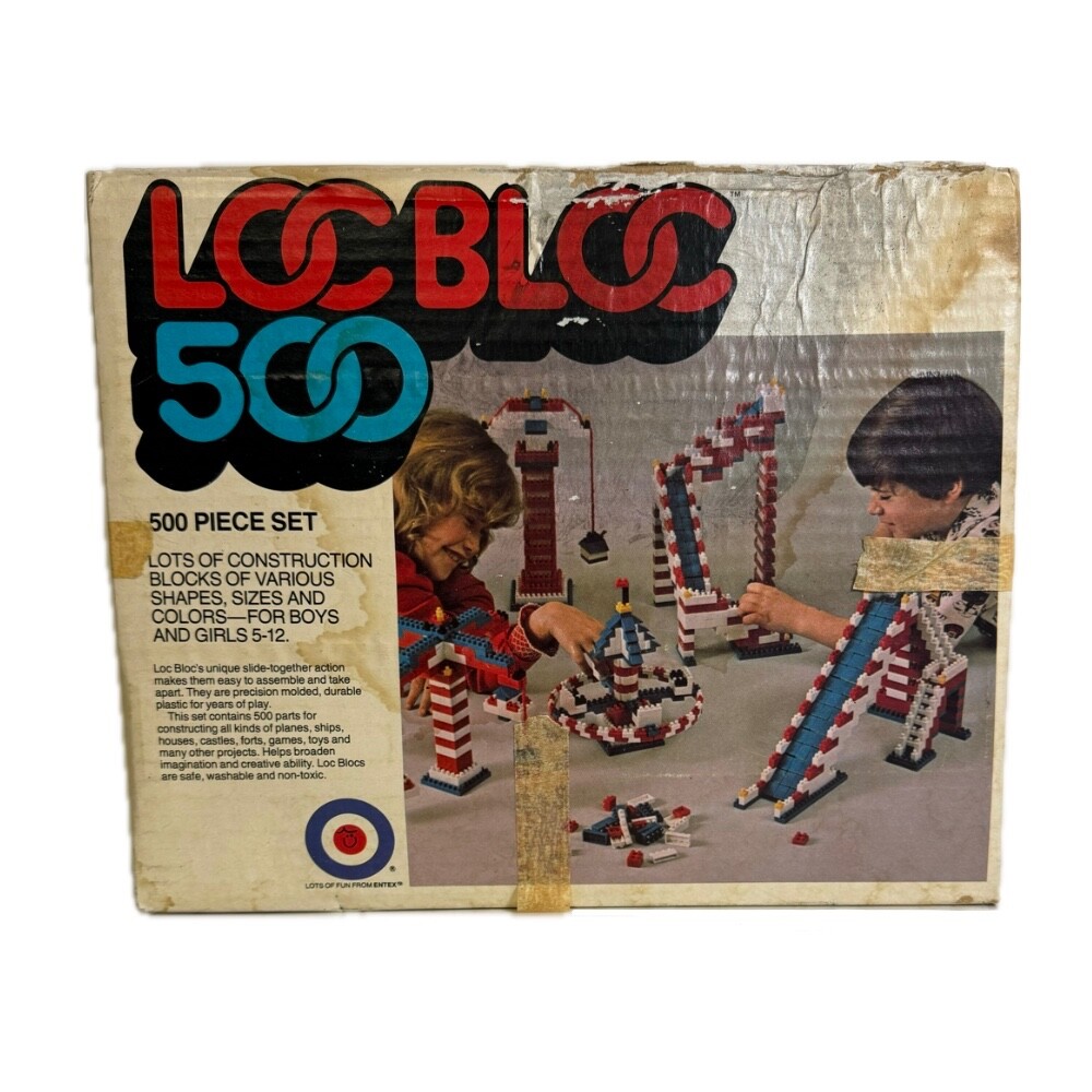 LOC BLOCS 500 VINTAGE BUILDING SET WITH BOX. RAGGEDY ANN AND ANDY 
