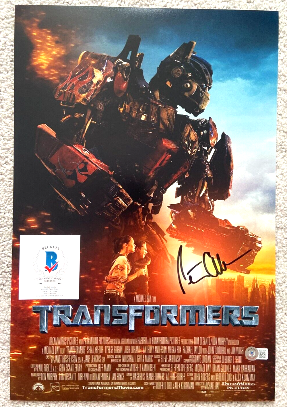 PETER CULLEN SIGNED TRANSFORMERS 12x18 MOVIE POSTER PHOTO OPTIMUS PRIME BAS B 