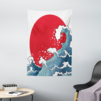 japanische Welle Wandteppich Red Sun Tsunami