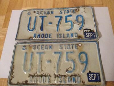 Vintage -Ocean State, Rhode Island License Plates - Pair - 1997