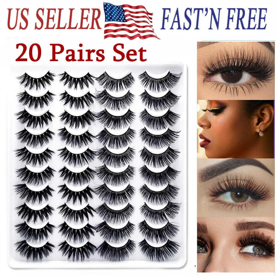 20Pairs False Mink Eyelashes Natural Extension 3D Soft Black Lashes Volume Long - Image 2 of 4