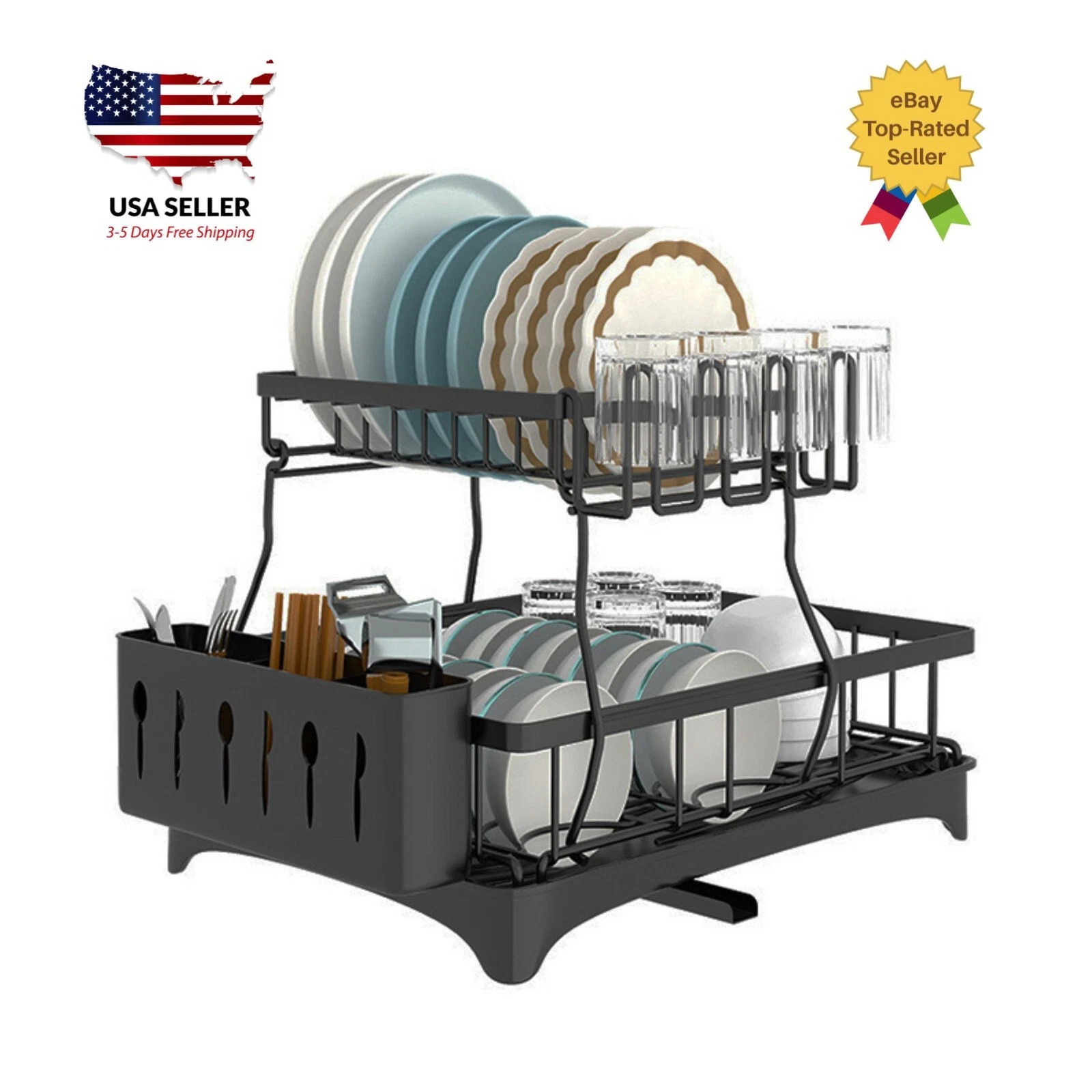Dish Drying Rack Home and Kitchen 2 Tier Dish rack
Opens in a new window or tab
