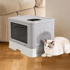 Anti-Splashing Cat Litter Box Extra Large Front Entry Top Exit Litter Box Toilet