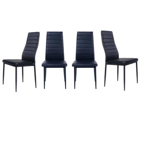 2/4PC Black Faux Leather Dining Chairs with Tempered Glass Dining Table Seat Set - Picture 14 of 17
