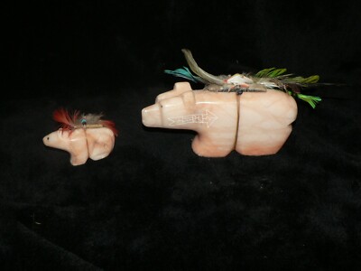 3 Vintage Navajo Sculpture by Becenti Native American Indian Art Carved Stone