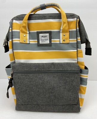 Himawari Laptop Backpack School Travel Bag With Built In USB Port Yellow Gray