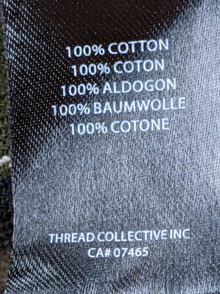 Matix Mens M Green Black White Flannel Shirt Plaid Cotton Spred Collar - Image 3 of 4