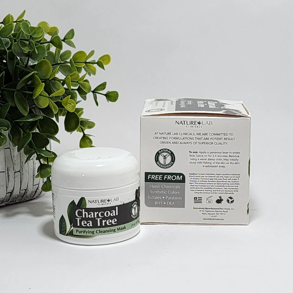 Máscara limpiadora purificadora Nature + Lab Clinicals carbón árbol de té desintoxicación 2 fl oz Foto 2 de 4