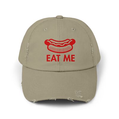 Funny Hotdog Distressed Cap Eat Me Unisex Hat BBQ Food Lover Foodie Meme Gift