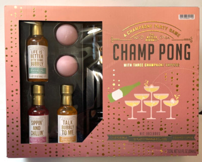 Champ Pong Champagne Party Game w/3 Toppers, 12 Glasses & 2 Ping Pongs Balls