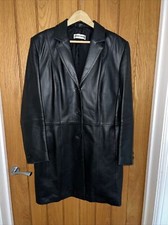 Gerry Weber Black Soft Leather Three Quarter Coat Size 16